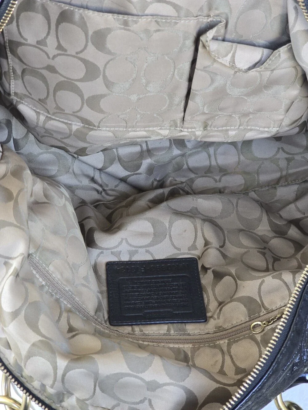 Coach Soho Large Courtney Domed Black Patent Leather  Satchel Bag #F13134
